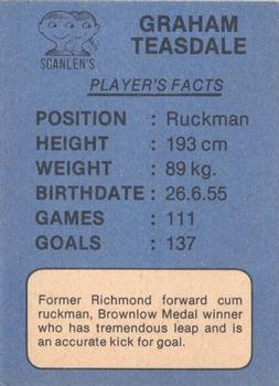 1981 Scanlens VFL #111 Graham Teasdale Back